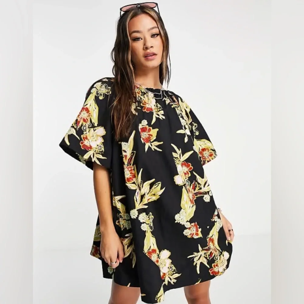 Free People Jodie Printed Tunic Dress floral Hawaiian print Resort